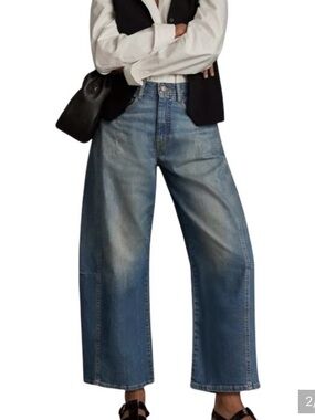 Anthropologie Pilcro Mid-Rise Wide-Leg Barrel Jeans in Faded Blue